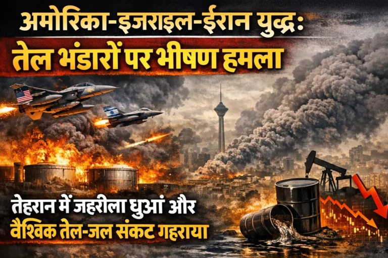 अमेरिका-इजराइल-ईरान युद्ध: तेल भंडारों पर भीषण हमला, तेहरान में जहरीला धुआं और वैश्विक तेल-जल संकट गहराया